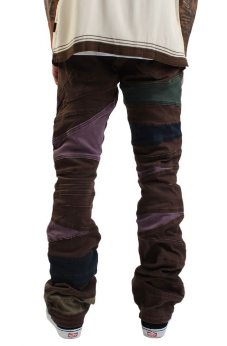 Color Panel Stacked Flare Jean  Dark Brown