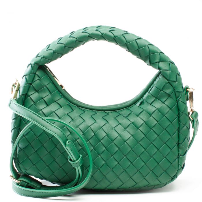 Faux Leather Braided Hobo Clutch Green