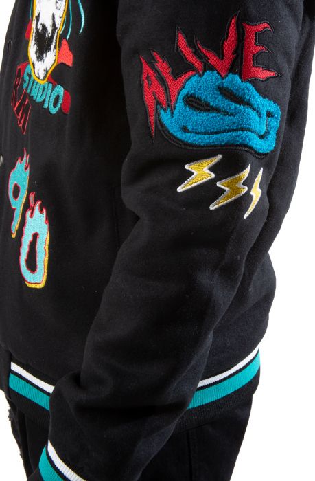 Madness Sketch Varsity Jacket Black/Teal