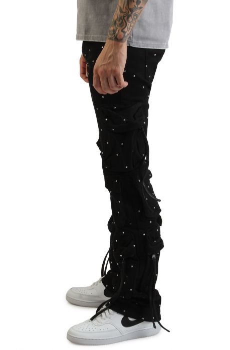 Hawk Cargo Flare Denim Pants   Iced Black