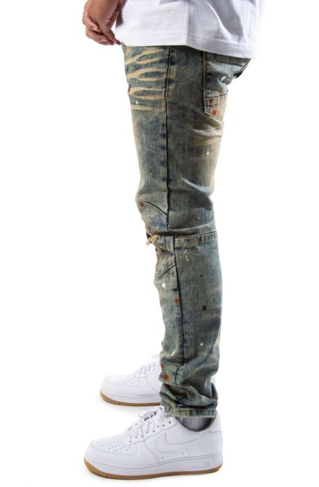 Schizo Distressed Splatter Jeans Vintage Tint