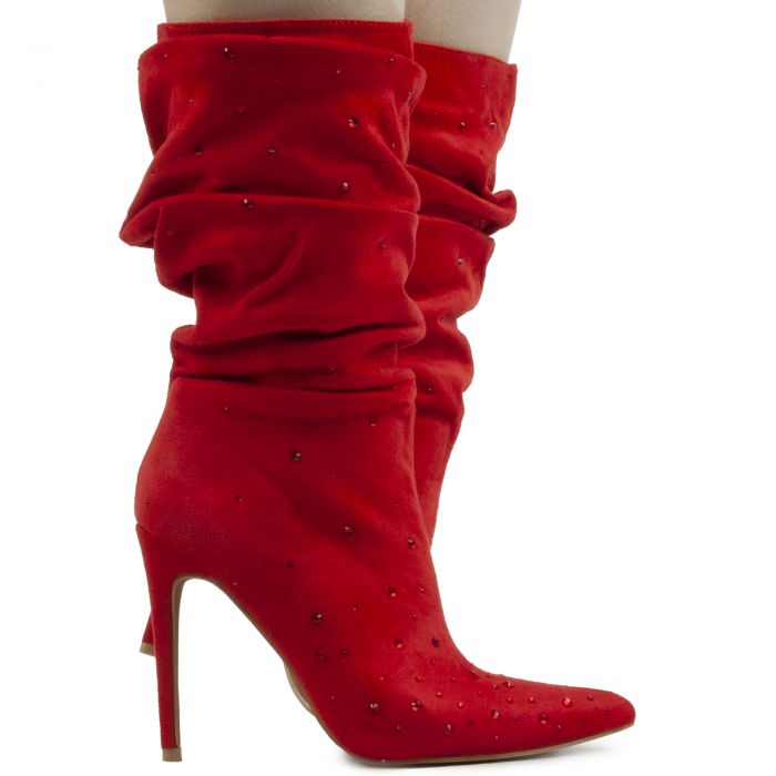 Fancified Studded Boots Red