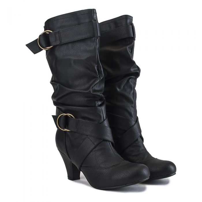 Women's Low-Heel Pocket Boot Reggie-01P Black