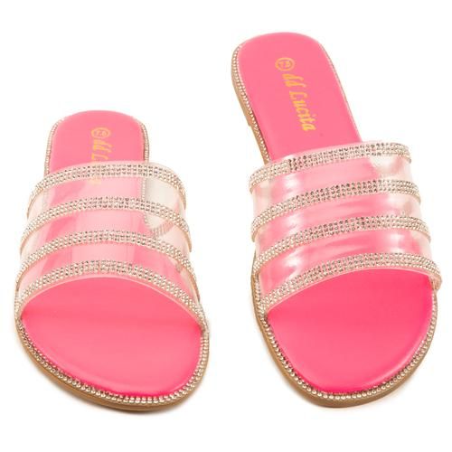 Sarah-003 Rhinestone Sandals Pink