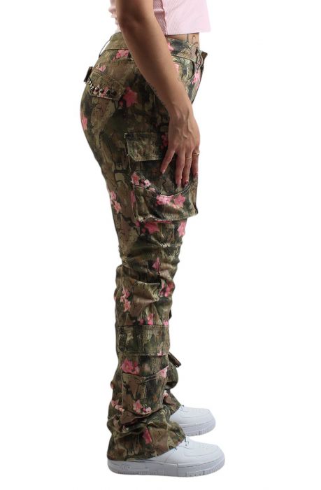 Blossom Mid Rise Stacked Jean Camo