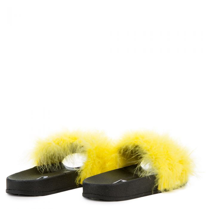 CAPE ROBBIN Moira-2 Women's Fur Slide MOIRA-2/YELLOW - Shiekh