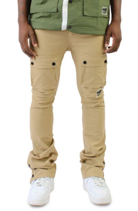 Verde Men's premium twill cargo pant with multi functional pockets Khaki Brune