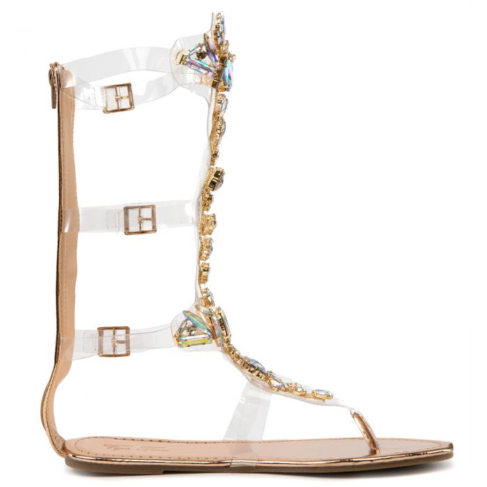 rhinestone platform sandals rose gold