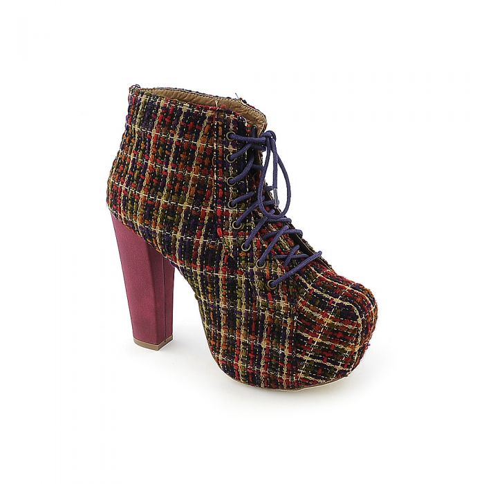 red platform ankle booties