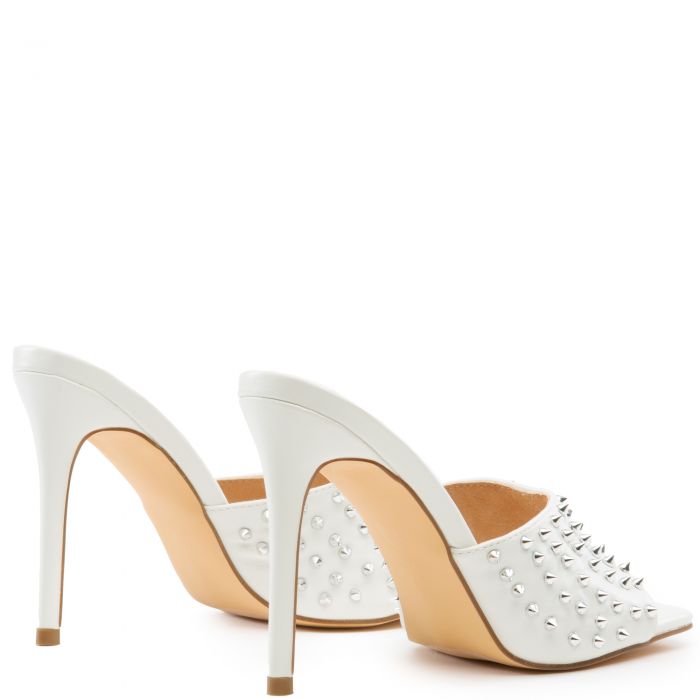 Hugo-8 Studs Stiletto High Heels White/Clear