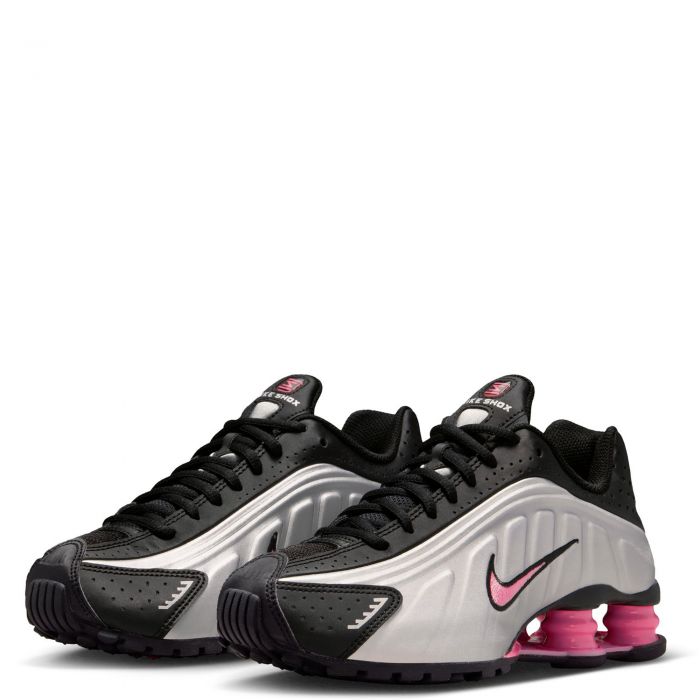 Grade-School Shox R4 Black/Metallic Silver-Pinksicle