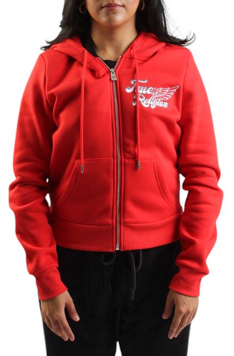 CLASSIC WINGED CRYSTAL ZIP HOODIE FLAME SCARLET