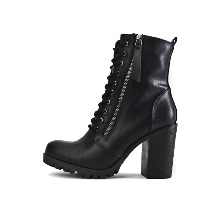 SODA Low-Heel Lace-Up Boot Malia-S FD MALIA-S/BLACK - Shiekh