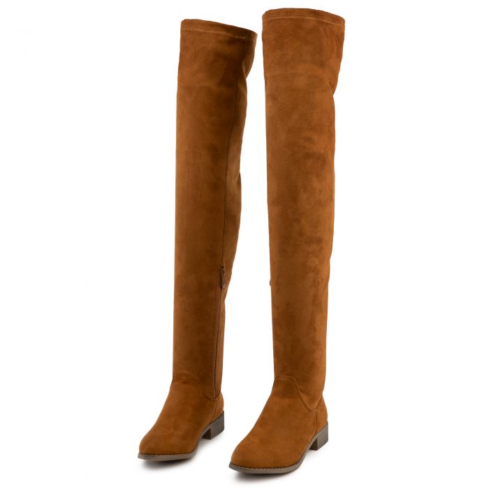 Olympia-20th Over The Knee Boots Tan Suede