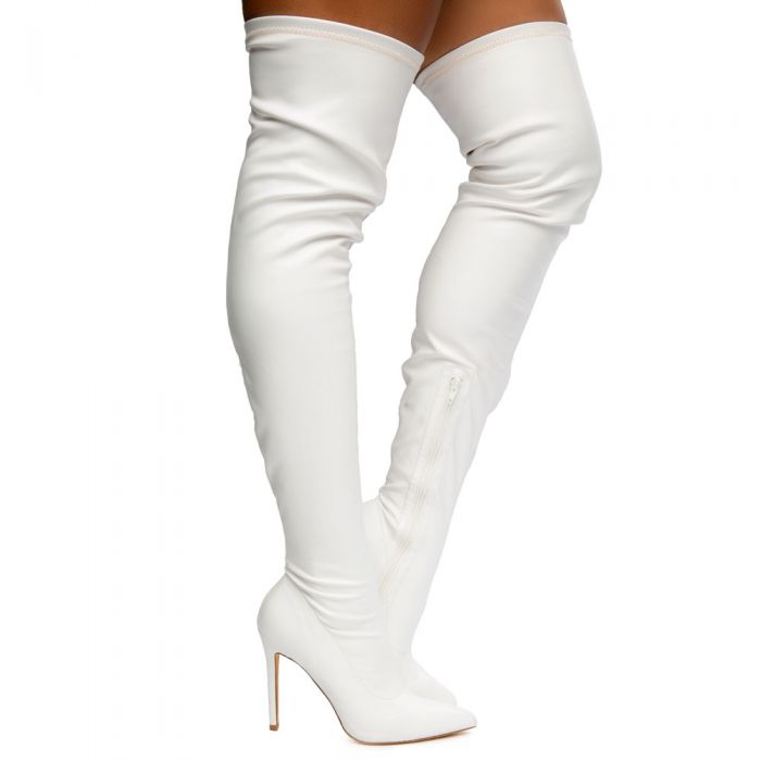 LILIANA Gisele-7A Thigh High Boots GISELE-7A-WHTPU - Shiekh