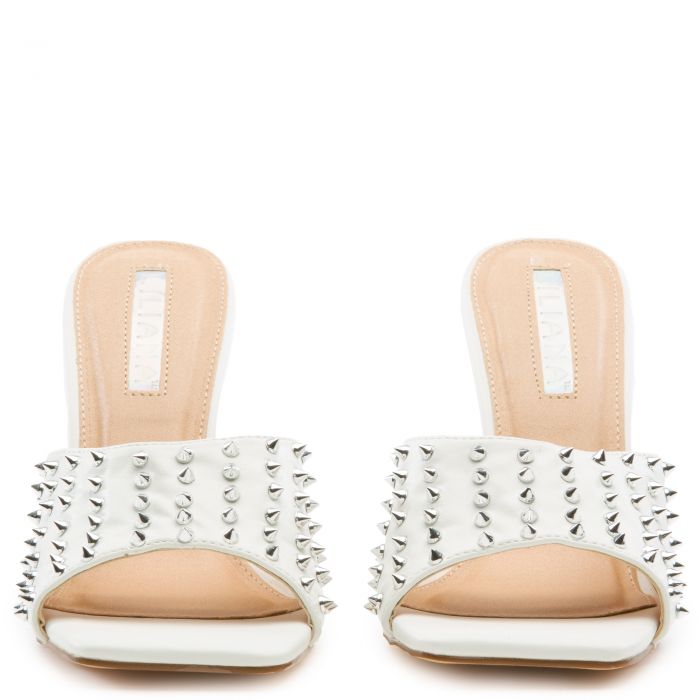 Hugo-8 Studs Stiletto High Heels White/Clear