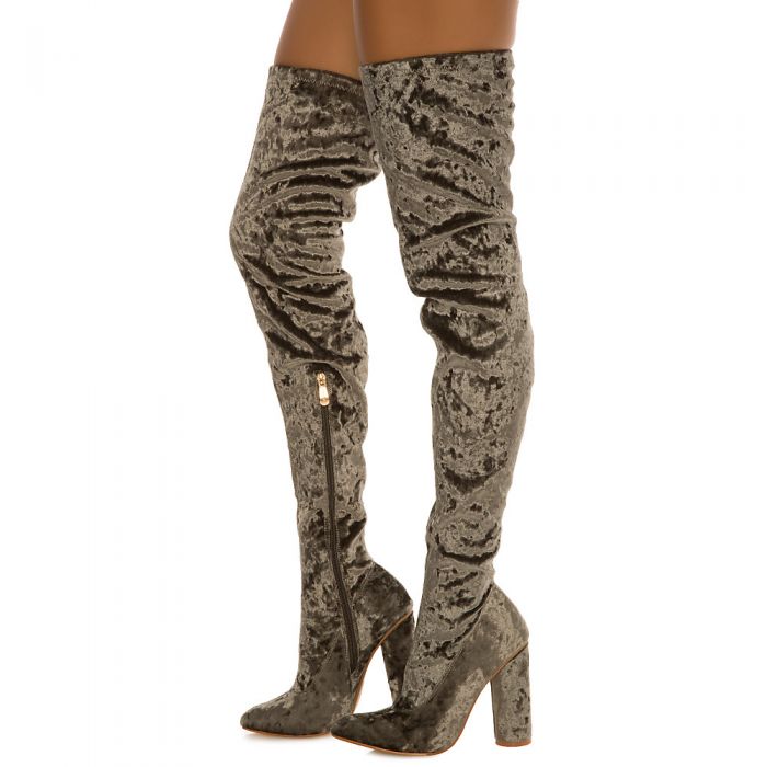 cape robbin velvet thigh high boots