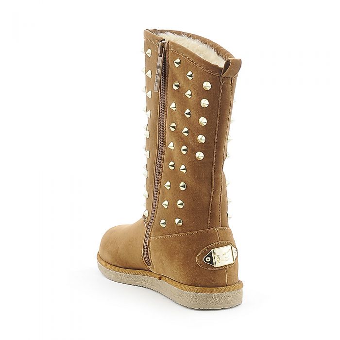 Kid's Studded Flat Boot Urban Studs Tan