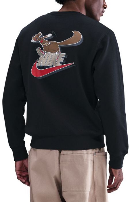 Sportswear Club  Fleece Crew-Neck Sweatshirt Black/Mosswood Brown