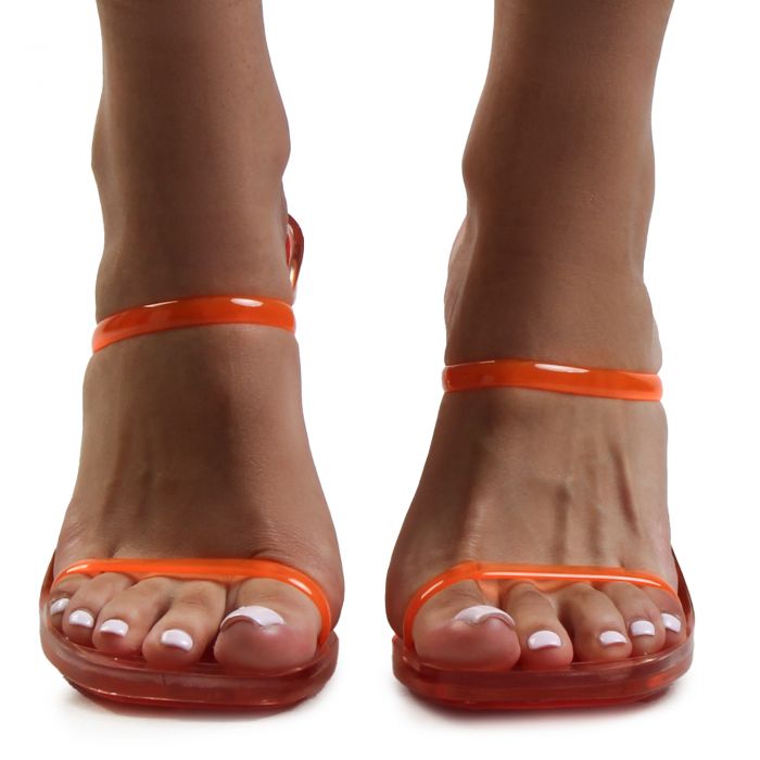 Mina-1 Duo Strap Jelly Heel  Orange