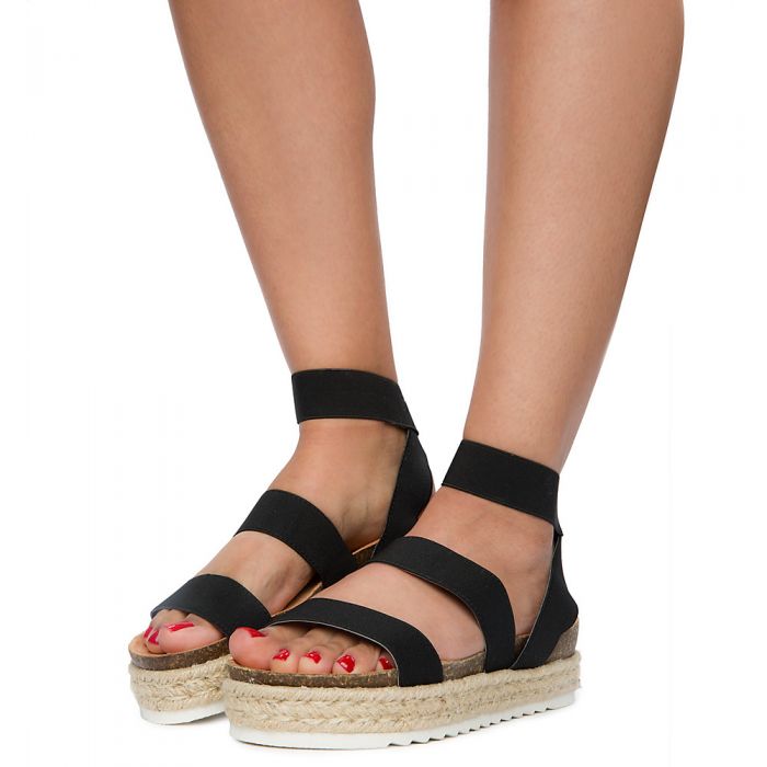 NATURE BREEZE Kacie Platform Sandals KACIE02/BLACK Shiekh