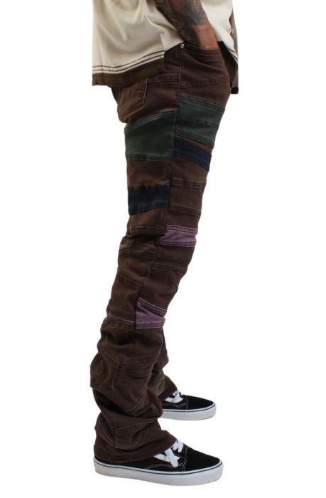 Color Panel Stacked Flare Jean  Dark Brown
