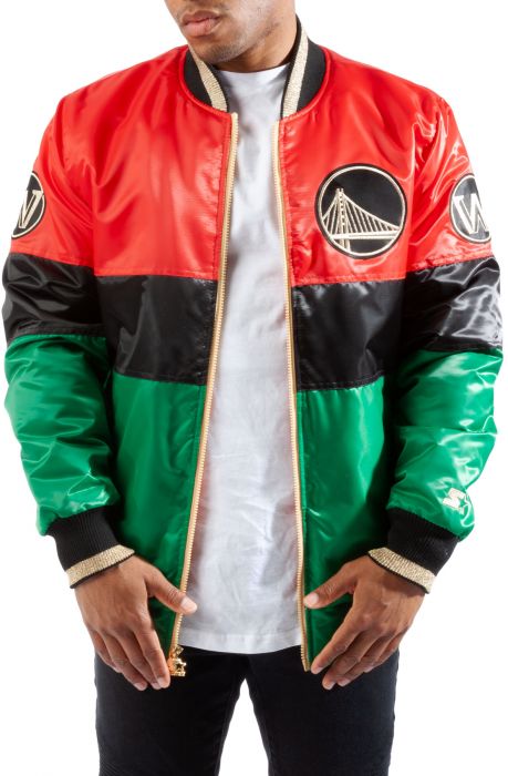 Men's Starter Red/Black/Green Golden State Warriors Black History Month NBA 75th Anniversary Full-Zip Jacket