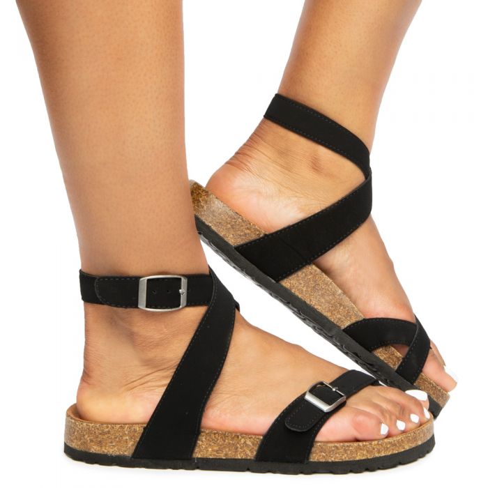 J P ORIGINAL DEFEAT-26S ANKLE STRAP SANDALS JPM DEFEAT-26S-BLKN - Shiekh