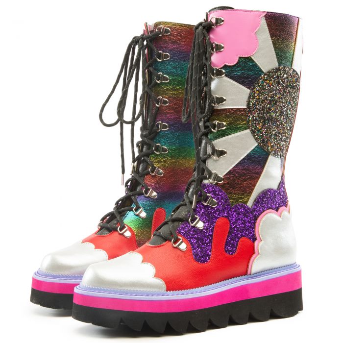 Rainbow Combat Boots multicolored