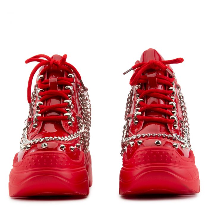 Space Candy Platform Sneakers with Studs Red