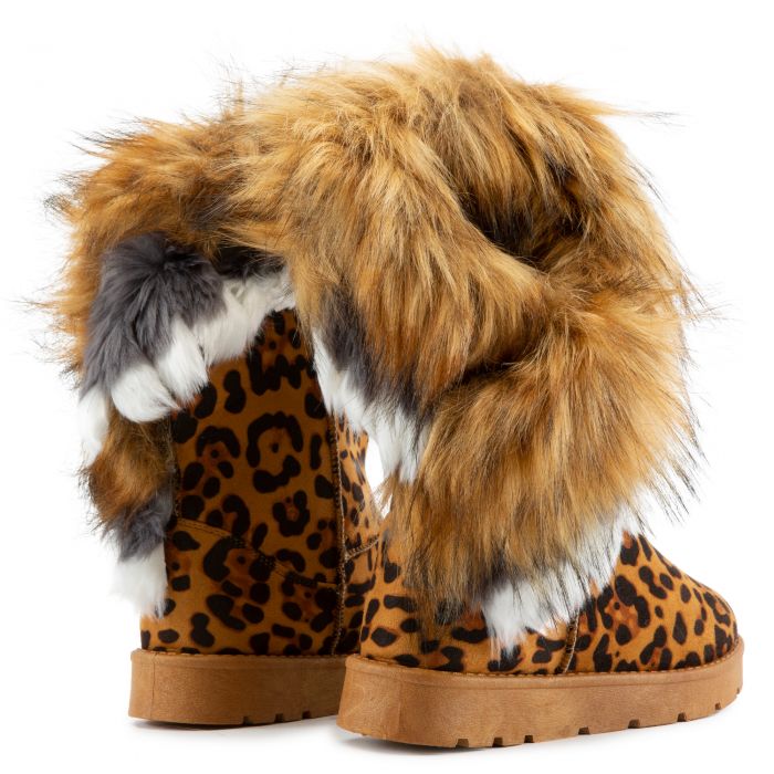 Ada Faux Fur Booties Leopard