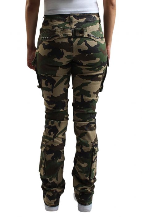 Camo Mid Rise Stacked Jeans Camo Green