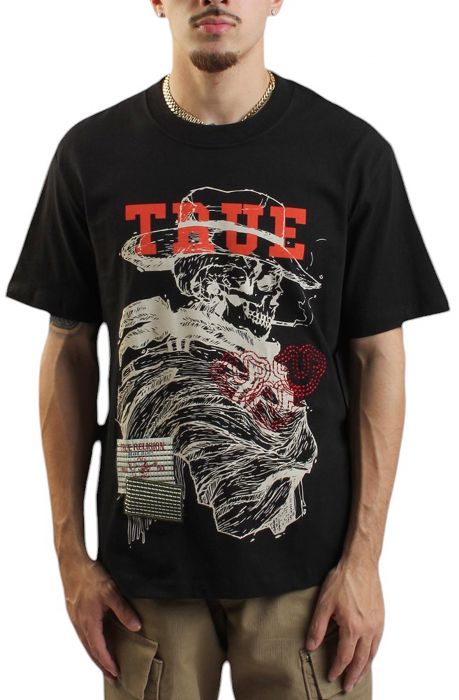 Skull Yellowstone Sashiko T-Shirt Black