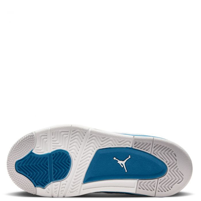 Pre-School Jordan 4 Retro Off White/Military Blue-Neutral Grey