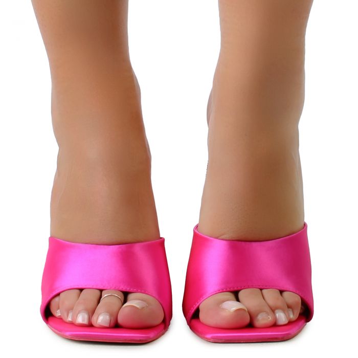 Manela-1 Rhinestone Heel  Hot Pink