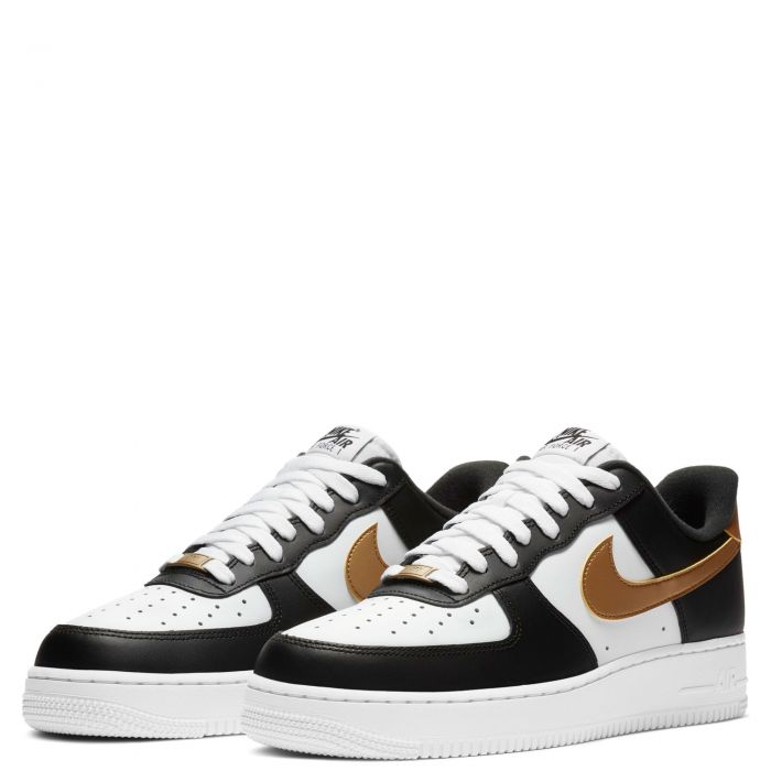 nike air force 1 black and white and gold