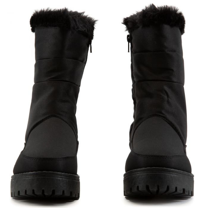 Wildone-33 Puffer Mid Boots Black Faux Suede