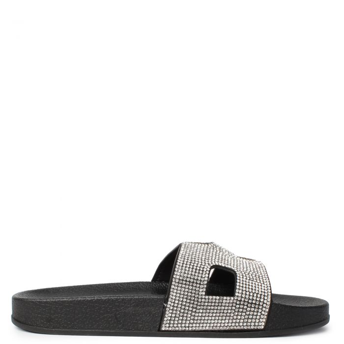 Matty-223A Rhinestone Slide  Black