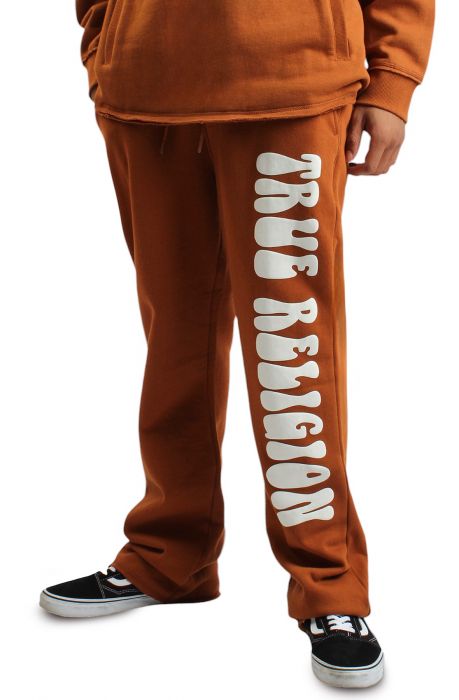 Puff Print Stacked Sweat pant  Caramel