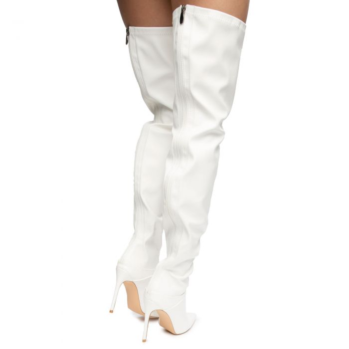 Tyris-1 Thigh High Boots White