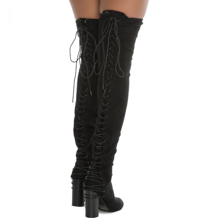 Women's Addison-1 thigh High Lace-Up Boot Black