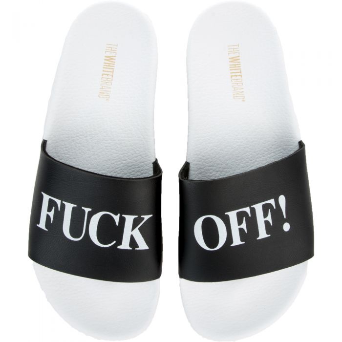 The Fuck Off Slide in White and Black White/Black