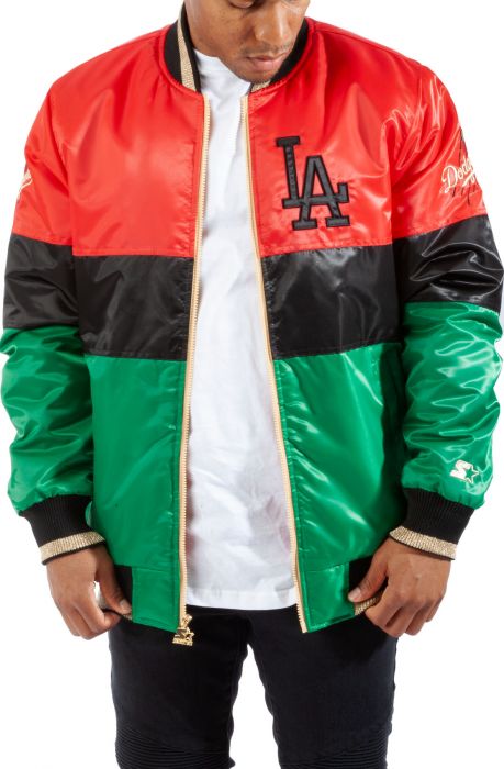 Los Angeles Dodgers Black History Month Jacket Red/Black/Green/Gold