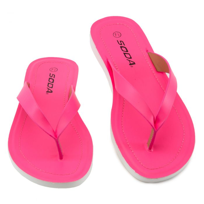 Ella-S Flat Sandals Pink Neon