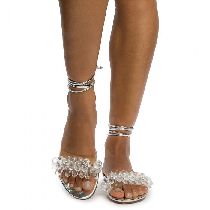 INTOUCH Asher-5 Flat Sandals ASHER-5/SILVER METALLIC - Shiekh