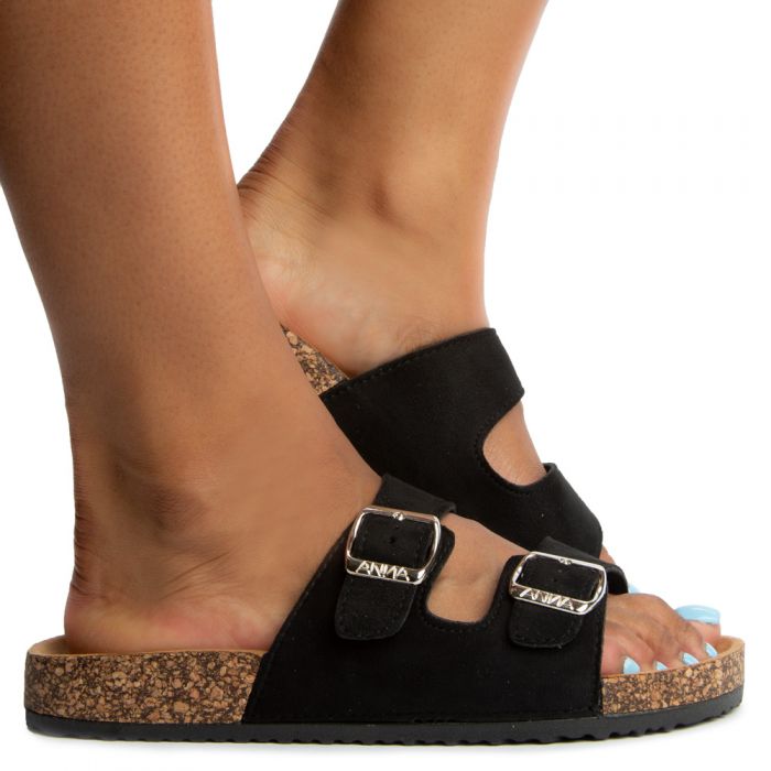 Glory-555 Sandals Black Suede