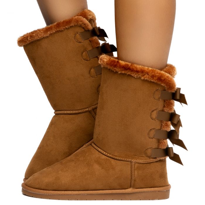 tan faux fur boots