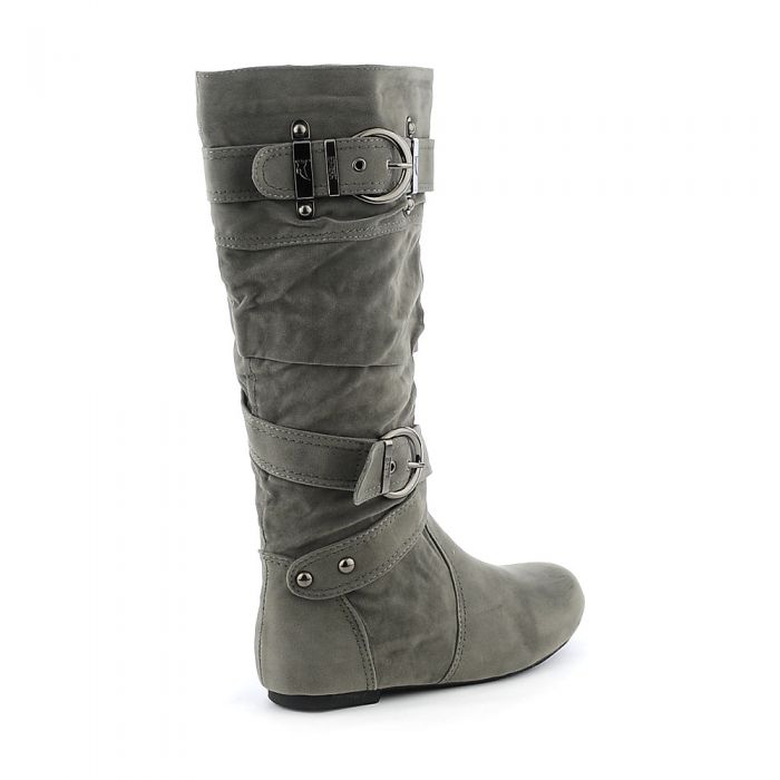 Mid-Calf Flat Boot Sally-4-S Grey Grey