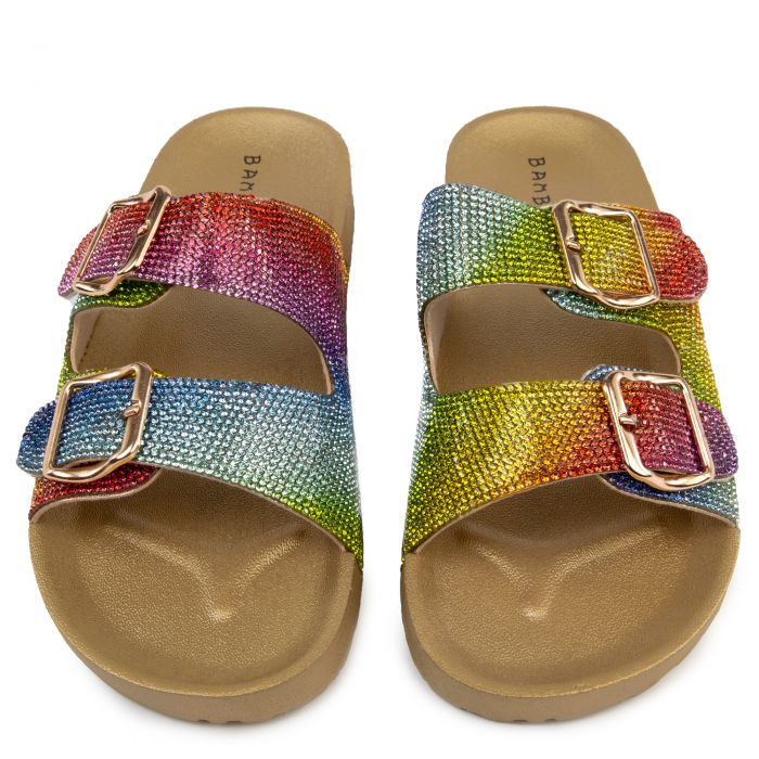 Luster-01 Double Buckle Sandals Rainbow