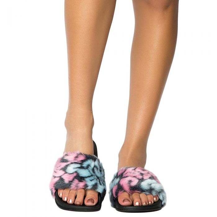 Women's Riri-23 Fur Sandals PINK & BLUE MULTICOLOR